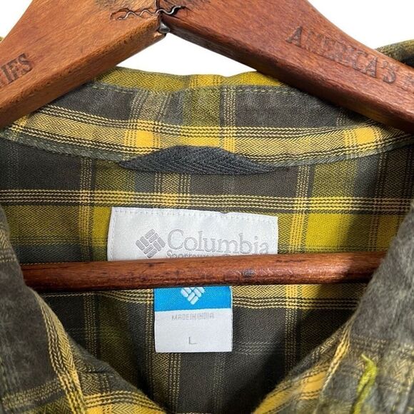 Columbia Plaid Performance Long Sleeve Button Down Shirt Green Size Large - Picture 4 of 6